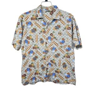 Ron Jon Surf Shop Button Down Tropical Surfboard Tiki Print Mens XL